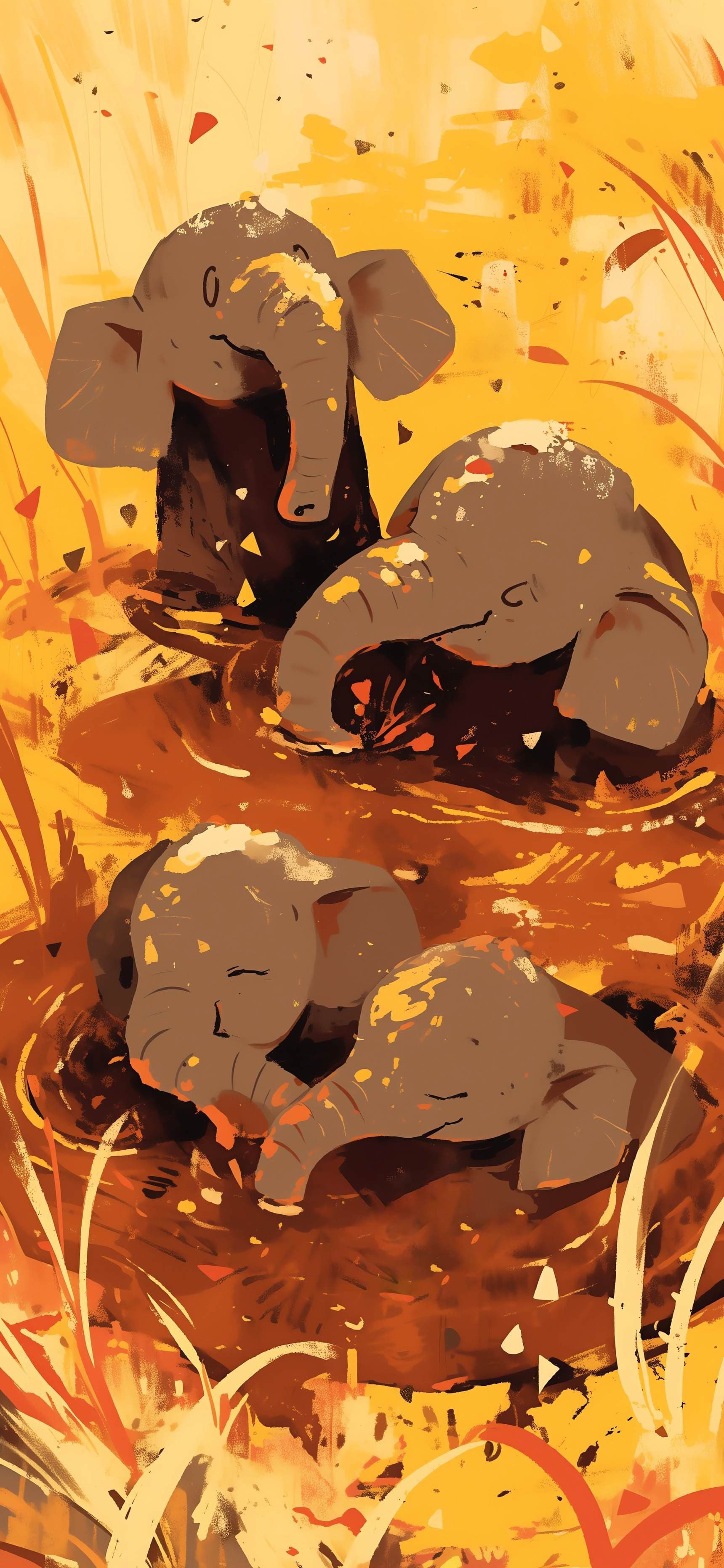 Elephants Playing With Mud