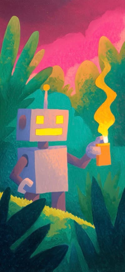 Robot With Lighter In Hand