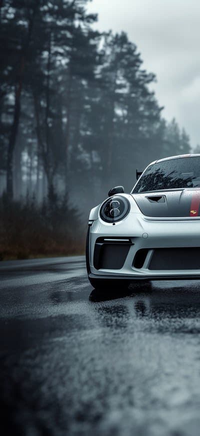 Snowy Road And Porsche