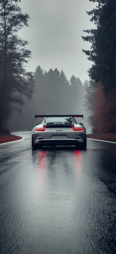 Snowy Road And Porsche