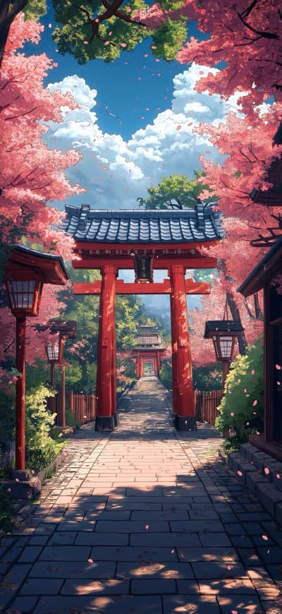 Cherry Blossom And Japanese Gate