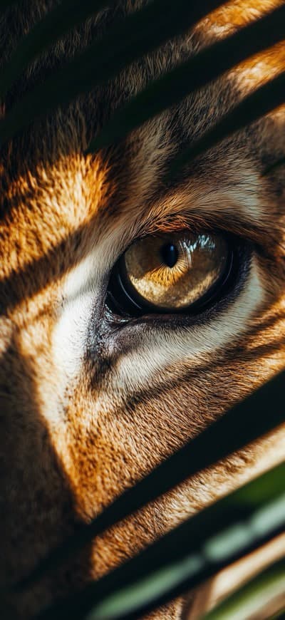 Lion Hidding Behind Dense Leafs