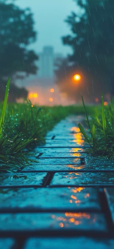 Vibrant Rainy Street