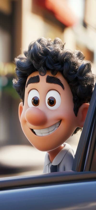 Big Nose Guy Looking Through Car Window