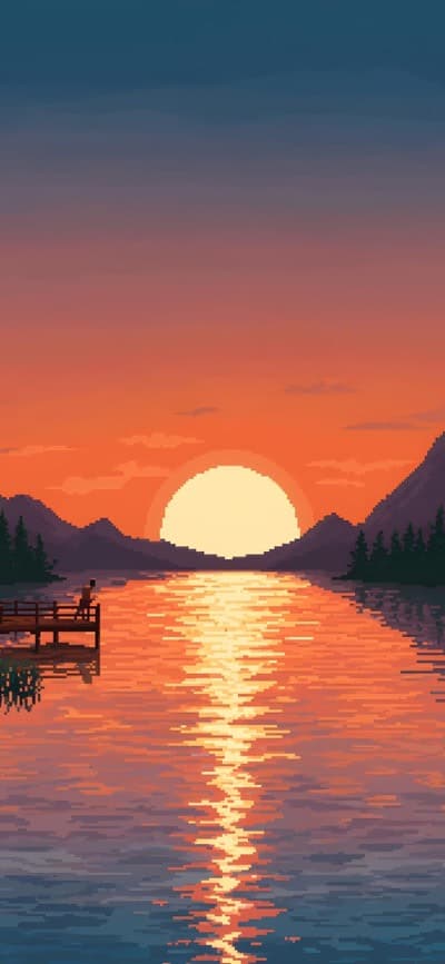 Calm Lake With Sunset Reflection