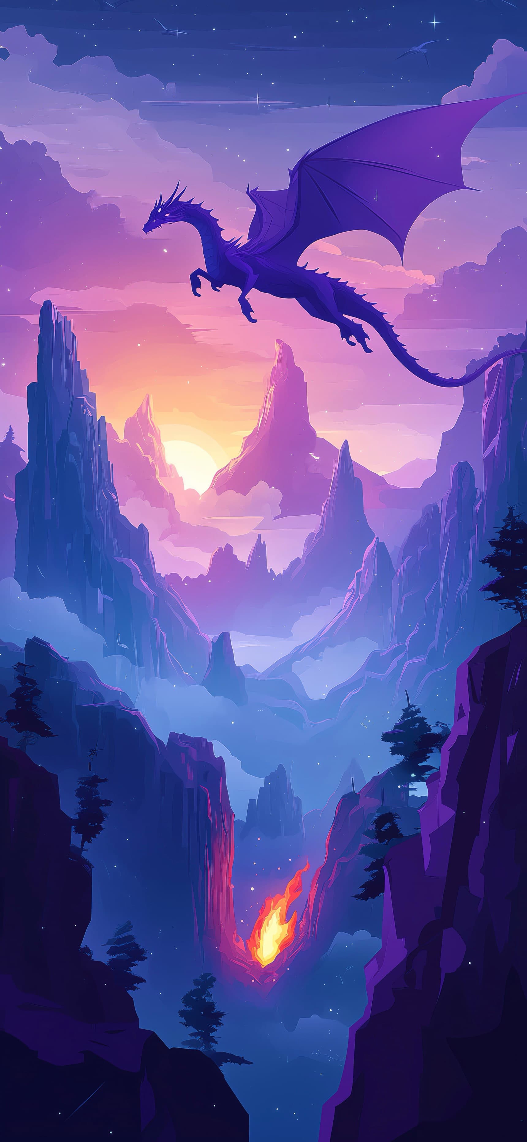 Dragon Flying On Top Of Dreamy Land