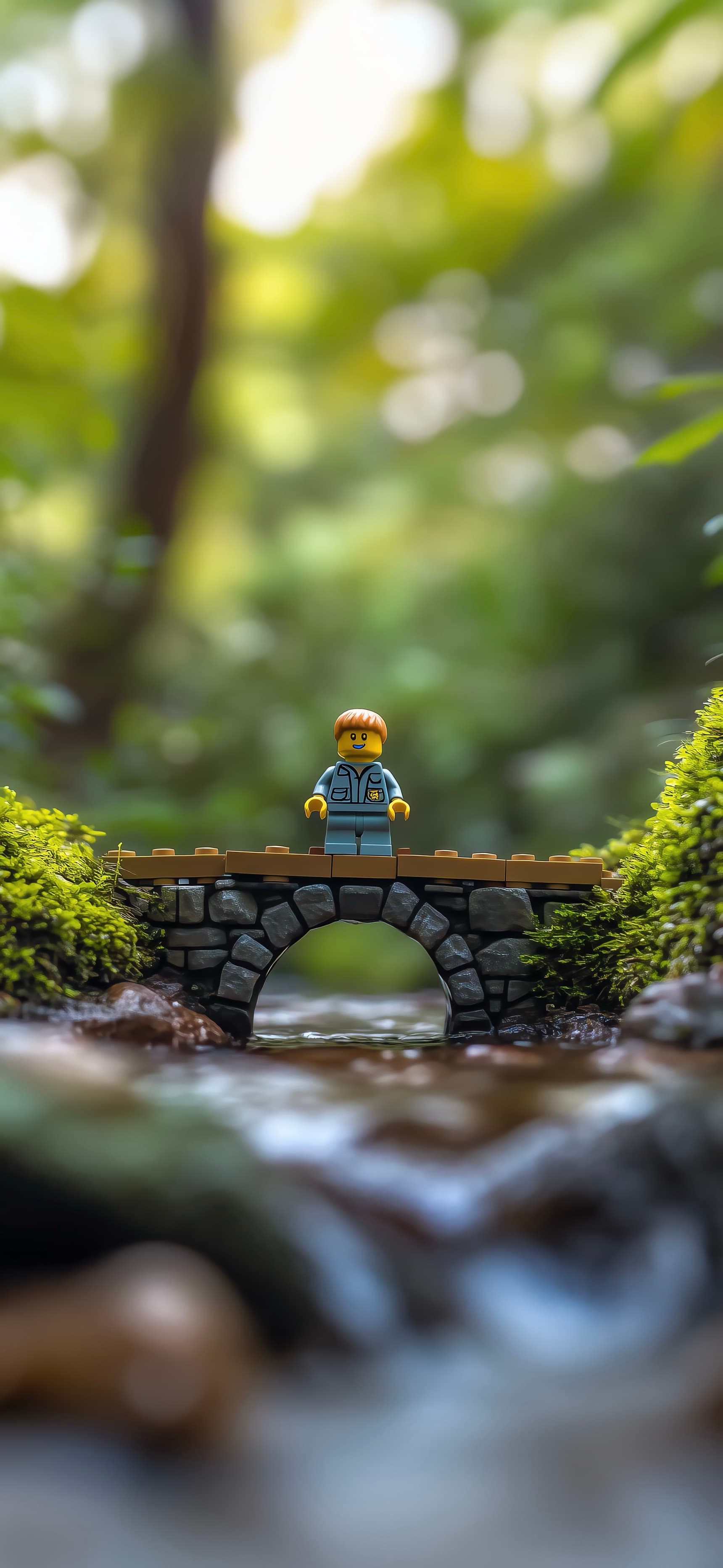 Lego Guy On A Bridge In Nature