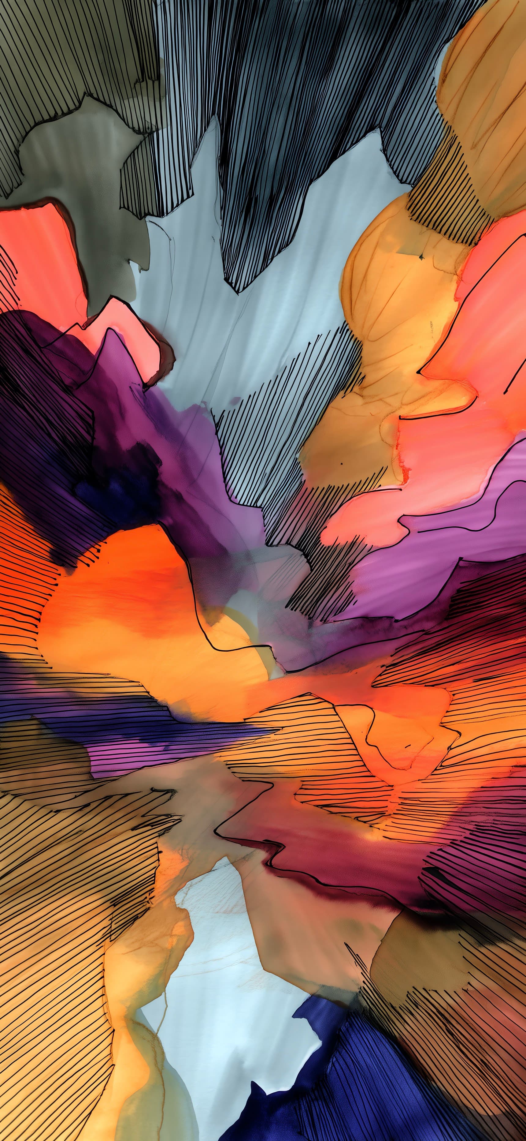 Ink Sketched Over Oil Paint