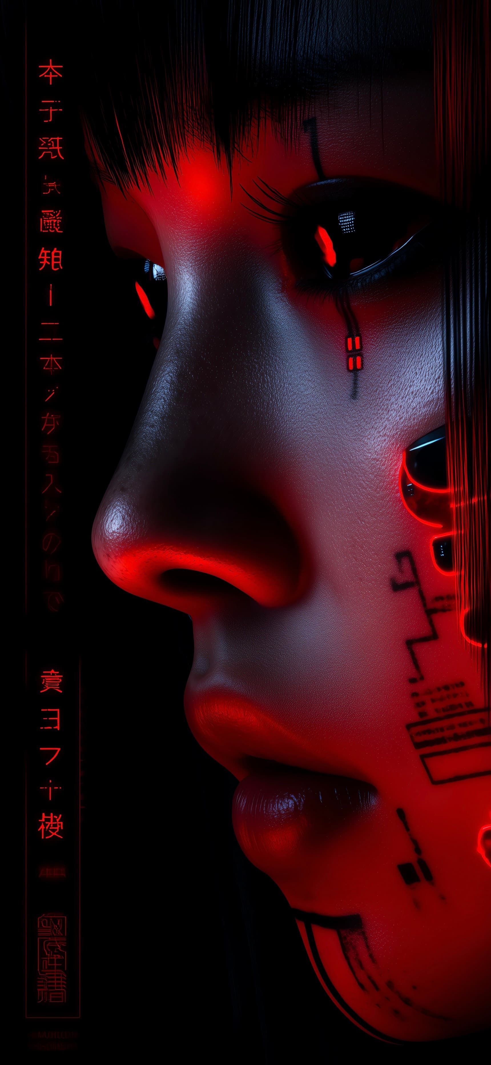 Dark Japanese Face Close Up