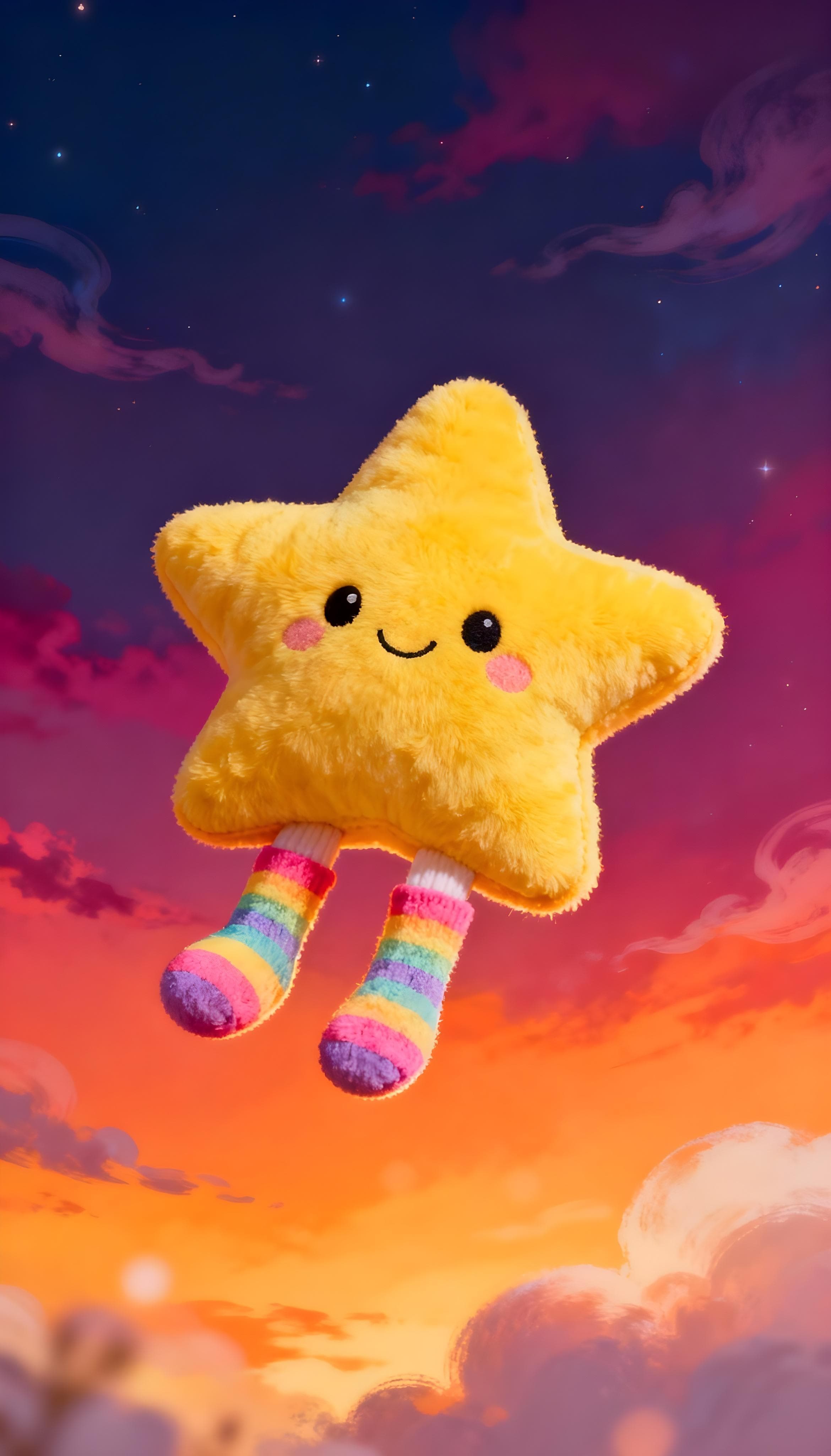 Star Soft Toy Floating In Sunset