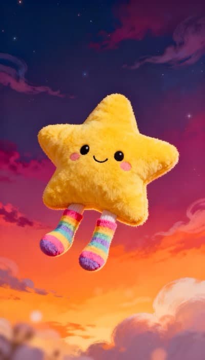 Star Soft Toy Floating In Sunset