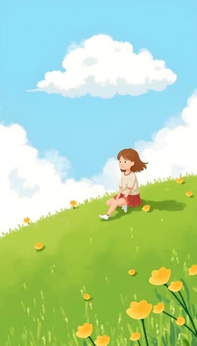 Sitting On Mountain Covered With Flowers
