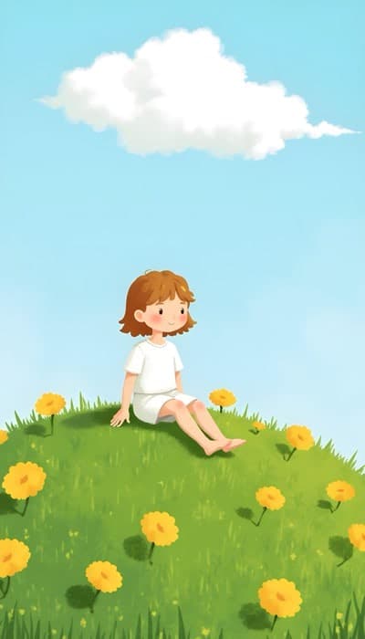 Sitting On Mountain Covered With Flowers