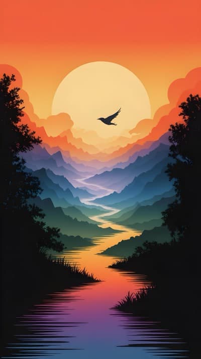 River Through Mountains