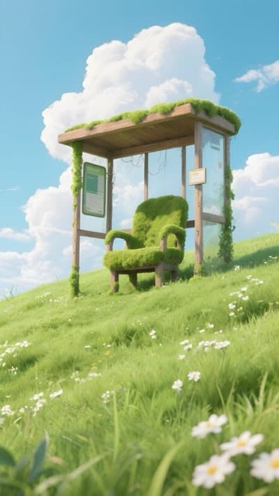 Bus Stop With Grass Chair