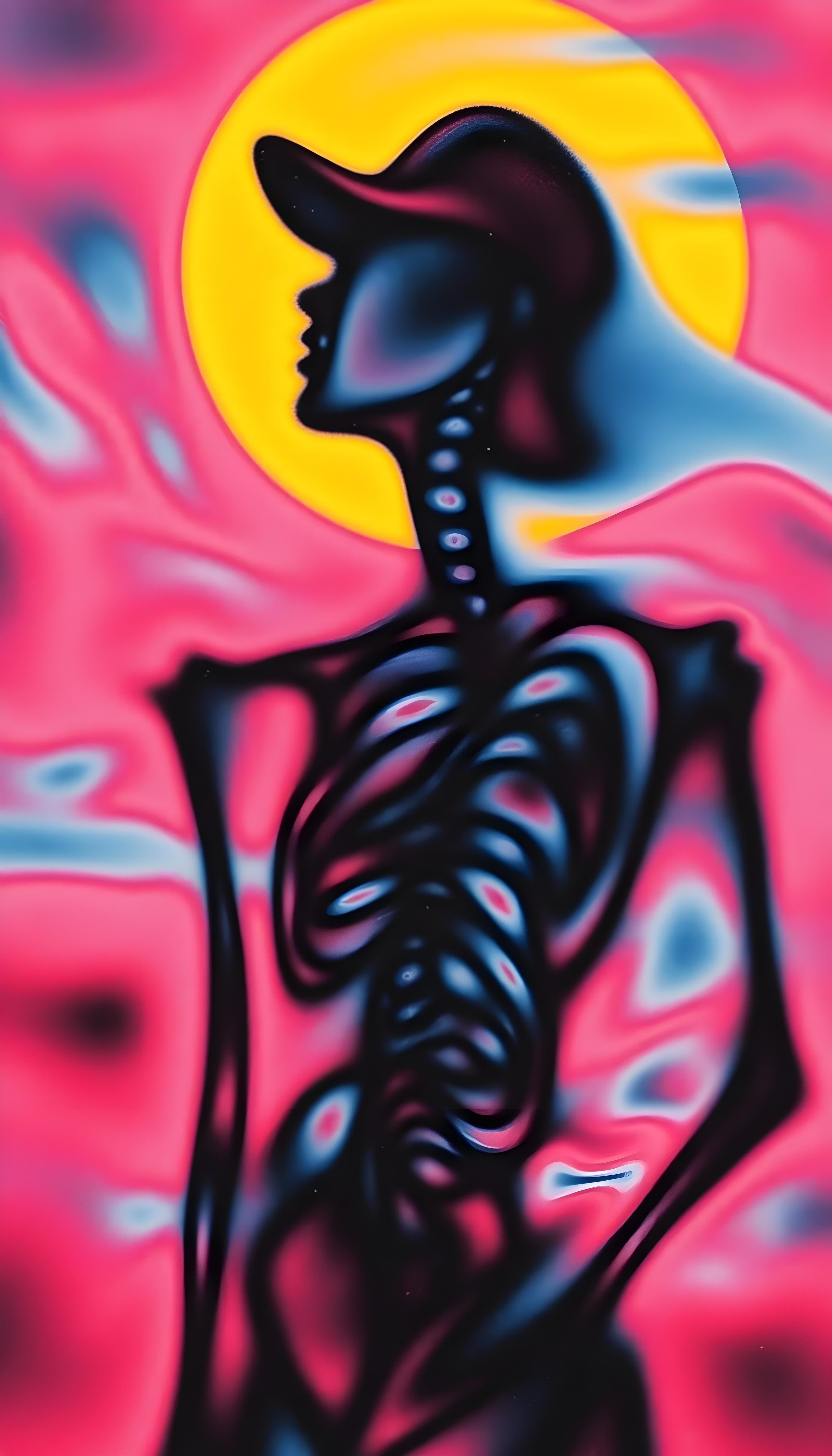 Skull Against Pink Gradient