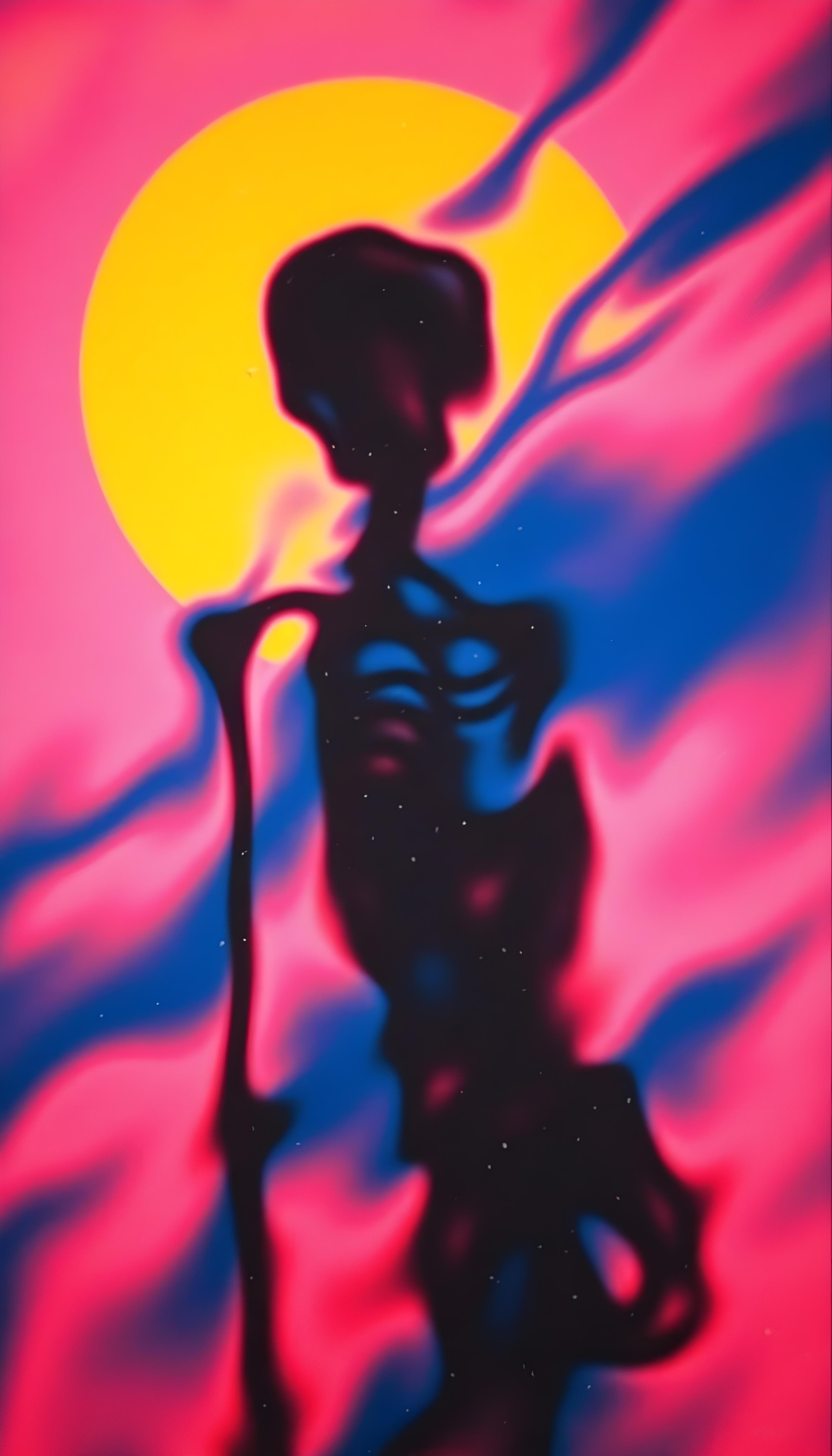 Skull Against Pink Gradient