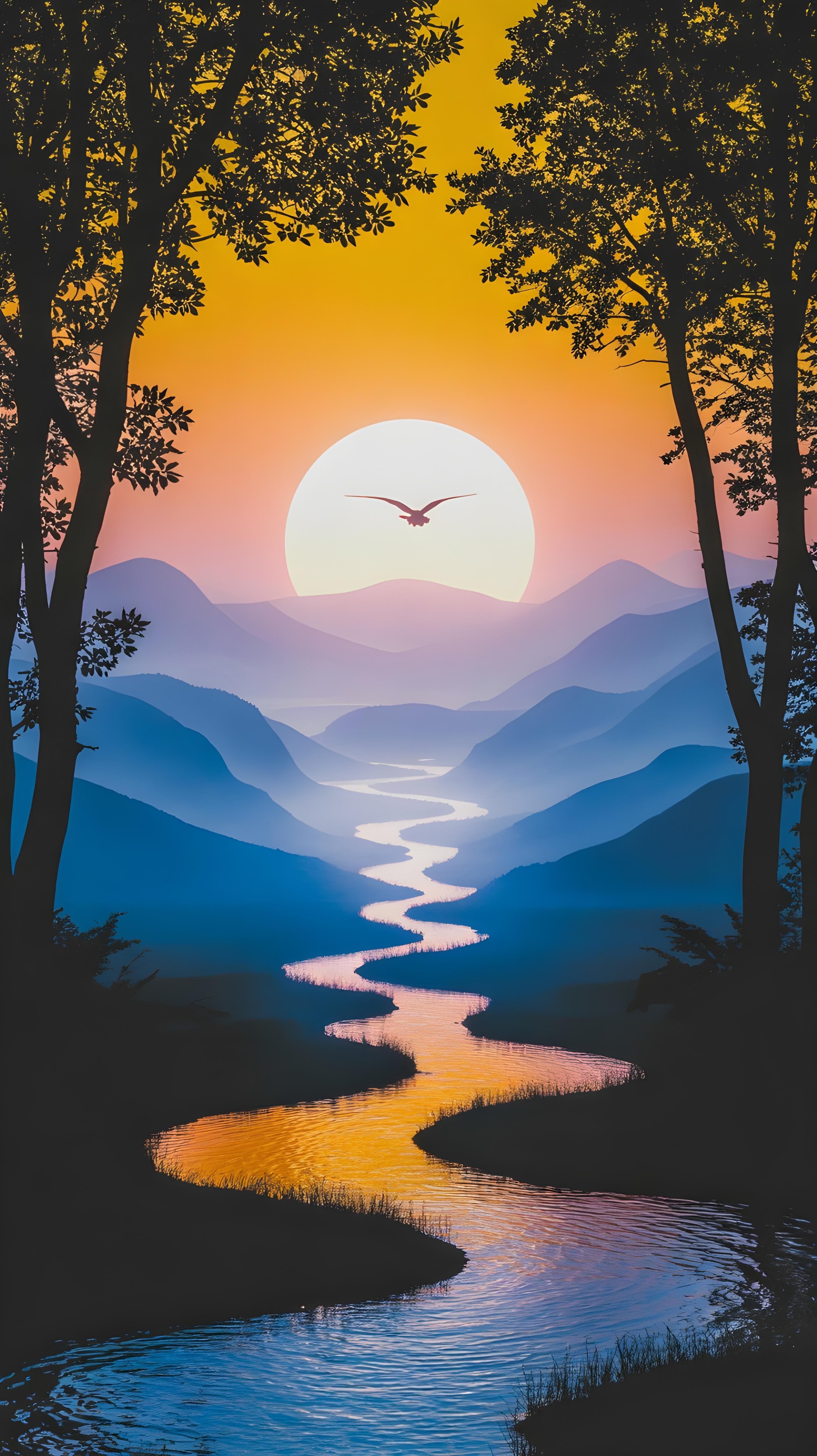 River Through Mountains