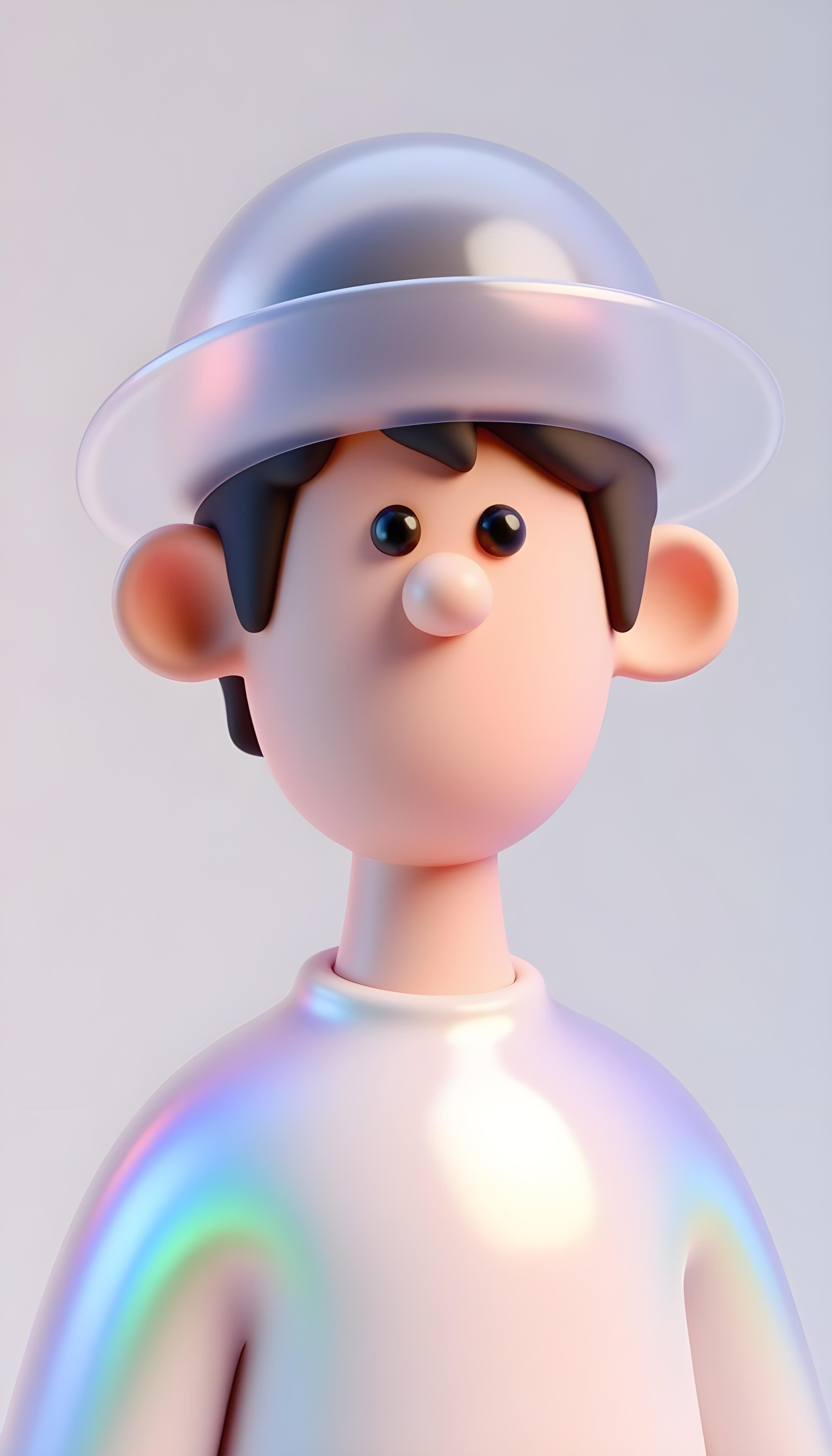 Iridescent Cap And Shirt Guy